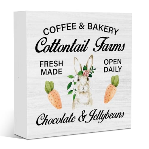 Easter Decorations for Home Easter Sign Bunny Decorations Coffee and Bakery Wooden Sign for Office Home Farmhouse Coffee Bar Desk Table Decor 5 X 5 Inches - color: CoffeeBakery