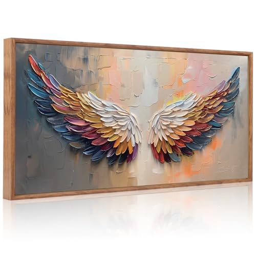 Aurlan Angel Wings Framed Canvas Wall Art 40x20 Inch - color: Angle Wings, size: 40"L x 20"W