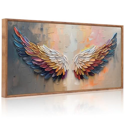 Aurlan Angel Wings Framed Canvas Wall Art 40x20 Inch - color: Angle Wings, size: 40"L x 20"W