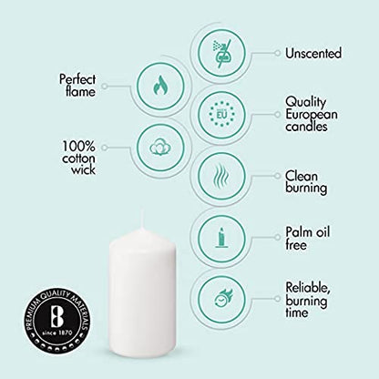 BOLSIUS 12 White Pillar Candles Bulk - 3x6 Inches Candle Set - 70+ Hours Clean Burning - No Palm Oil - 0% Animal Fat - Premium European Quality - Unscented Dripless Party Pillars - size: 3x6 Inches, style: 12 Count
