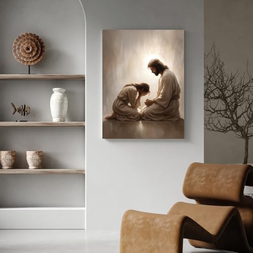 FASWQ Wrapped Canvas Jesus Comforting Woman Christian Wall Art 20x30 in - color: JesusConfession, size: 30"L x 20"W