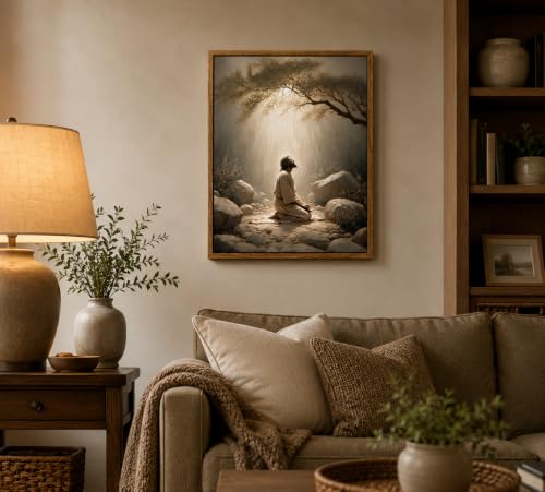 Framed Jesus Prayers Canvas Wall Art, God Divine Mercy Painting, 24x36in - color: Framed Jesus Prayers, size: 24x36in