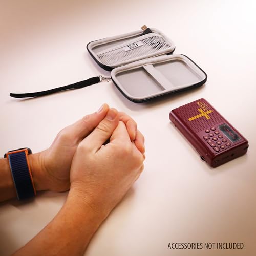 USA Gear Hard Case Compatible with Wonder Bible KJV the Talking Audio Bible Player, Wonder Bible NIV, Cable, Earbuds & More - Scratch Resistant Interior, Wrist Strap (Case Only) - Black - color: Black