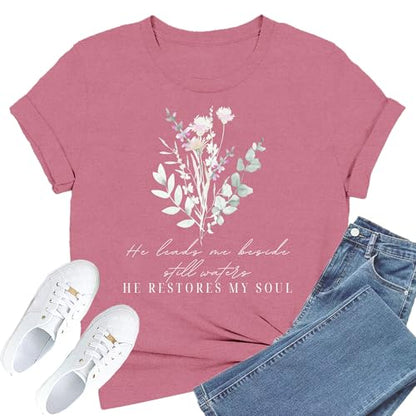 Christian Shirts for Women Faith Jesus Bible Verse Tops - color: Pink, size: X-Large