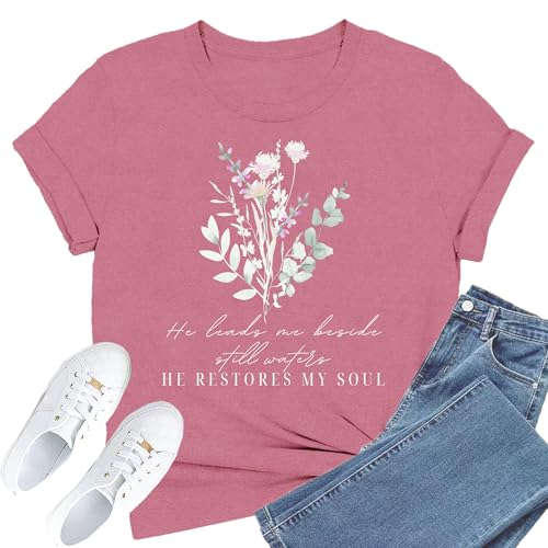 Christian Shirts for Women Faith Jesus Bible Verse Tops - color: Pink, size: Medium
