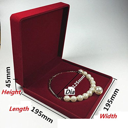 Jewelry Set Velvet Box Necklace Earring Ring Necklace Bracelet Gift Display Case Wedding Jewelry Storage Holder (Red for Pearl Necklace) - color: Red for Pearl Necklace