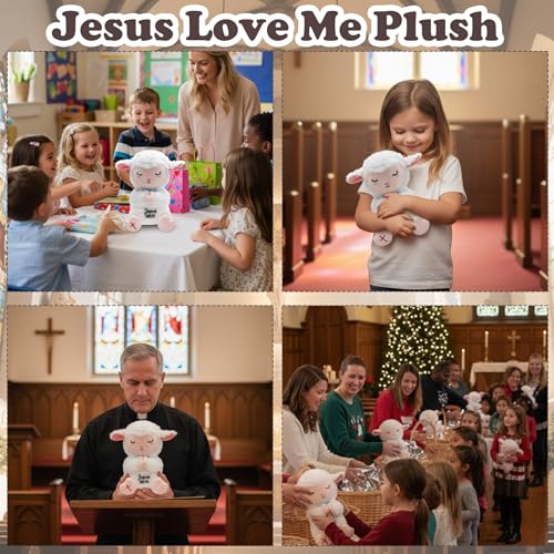 Jesus Plush Lamb Stuffed Animal - Sheep Plush Jesus Loves Me You Baptism Gifts for Boys Girl Soft Christian Baby Toys Prayer Doll for Sunday School Gifts 10 Inch - style: Jesus Lamb Plush