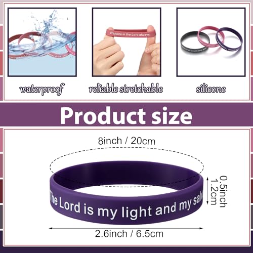Estune 120 Pcs Bible Verses Bracelets Motivational Quote Rubber Wristbands Christian Religious Silicone Bracelet Inspirational Silicone Wristbands for Unisex Men Women Party (Pink Color) - color: Pink Color