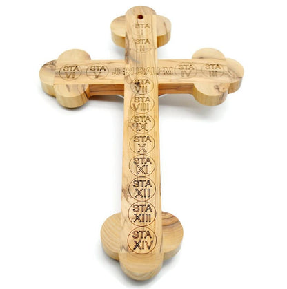 iHoly Land Crafts Mother of Pearl Olive Wood Crucifix Wall Cross, 15" x 10" - size: 15"L x 10"W