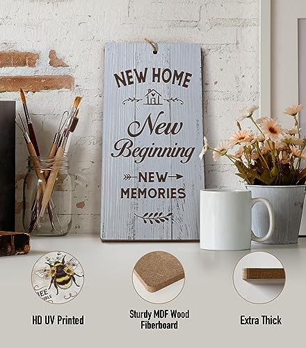 YZEXEZY New Home New Beginning Sign 12"x6" House Warming Gifts for Couple Home Owners House Wall Decor - style: New Home New Beginning