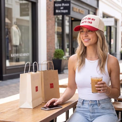 Trendy Embroidered Baseball Cap for Men & Women, Adjustable Snapback Hat for Casual Wear - color: Dad's Tab|redbeige