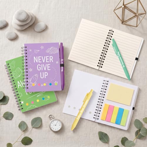 Sprial Notebooks with Pens Bulk, 48 Pack, 5.5 x 4.7 Inch, Pastel - color: Soft Macaron Colors Playful