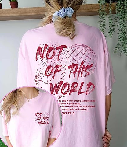 Not of This World Shirt - Christian Aesthetic 2 Sided T-Shirt, Bible Verse Religious Tee - color: Black, size: Medium