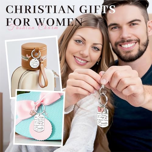 2 Pcs Christian Gifts for Women Inspirational Bible Verse Keychain Butterfly Cross Christian Keychains Spiritual Faith Biblical Religious Gifts for Women Moms Sisters Friends
