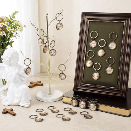 Equsion 36 Pcs Christian Keychain Bulk Mini Bible Keychains, Bronze - color: Bronze