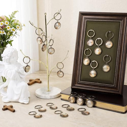 Equsion 36 Pcs Christian Keychain Bulk Mini Bible Keychains, Bronze - color: Bronze