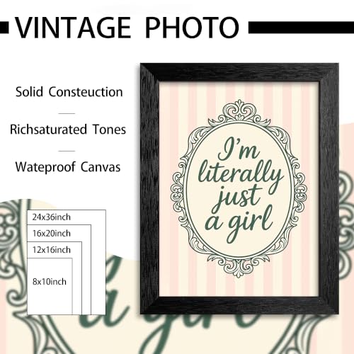 Just A Girl Canvas Wall Art Script Poster 24x36in Black Framed Flat - color: style 01, size: 24"L x 36"W