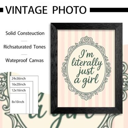 Just A Girl Canvas Wall Art Script Poster 12x16in Black Framed Flat - color: style 01, size: 12"L x 16"W