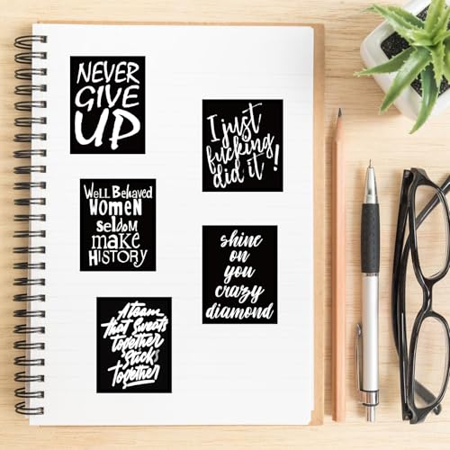 60Pcs Black Affirmation Stickers Decals, Holographic Motivational Sticker Pack, Positive Journal Encouraging Shiny Quotes for Kids, Teachers, Classroom, Waterproof Scrapbook Supplies (Inspirational) - color: Inspirational