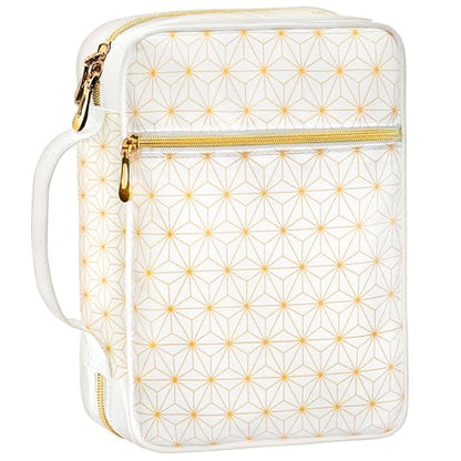 Bible Cover, Calming Theme, Bible Case for Women & Girls, White Gold, Medium - color: White Gold
