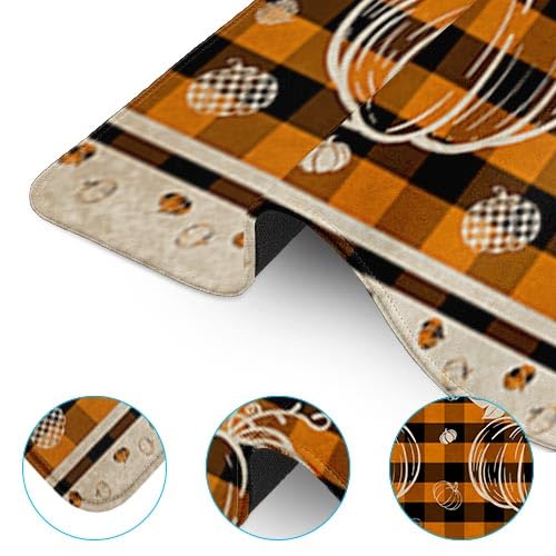 Britimes Large Mouse Pad, Mouse Pad, 31.5 x 15.7 Inch, Pumpkin Fall Orange - color: Orange Buffalo Plaid Pumpkin