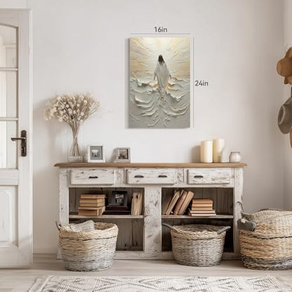 Snlihc Wrapped Canvas Jesus Walking on Water Hallway Wall Art 16x24 in - color: Water, size: 24"L x 16"W