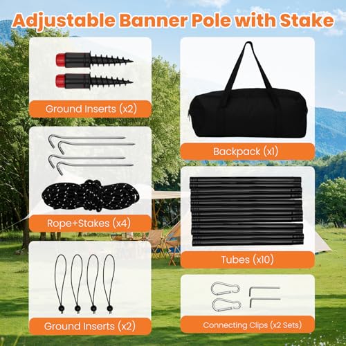Outdoor Banner Stand 6.5 ft,Portable Adjustable-Length Banner Holder Set
