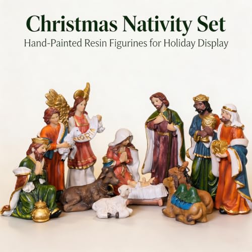 Nativity Set Christmas 12 Pcs Nativity Scene Catholic Manger Set Figurine - color: Multicolor, size: 6 inches