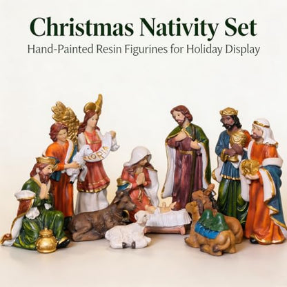 Nativity Set Christmas 12 Pcs Nativity Scene Catholic Manger Set Figurine - color: Multicolor, size: 6 inches