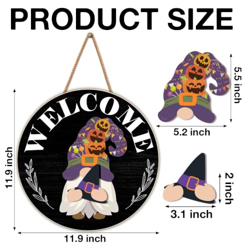 Interchangeable Gnome Welcome Porch Sign Fall Halloween Decor - color: Vintage Black