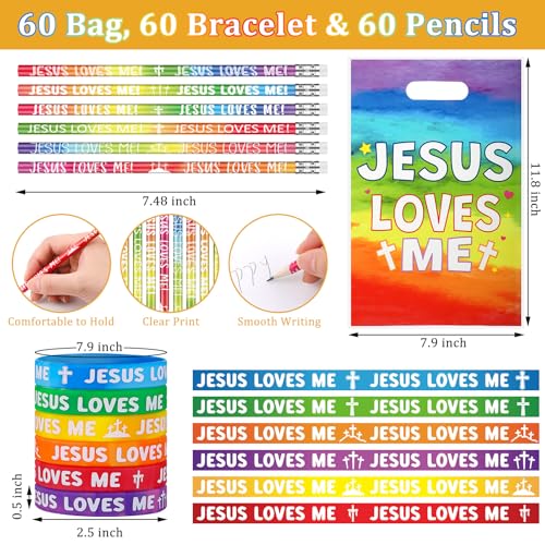 Ireer 90 Pcs Jesus Loves Me Party Favors Religious Christian Church Gifts - style: Jesus Loves Me