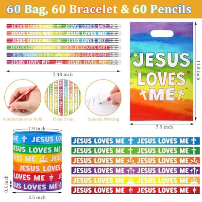 Ireer 90 Pcs Jesus Loves Me Party Favors Religious Christian Church Gifts - style: Jesus Loves Me