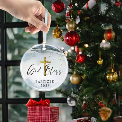 Baptism Gifts for Boys, God Bless Cross Ornament - color: Color4