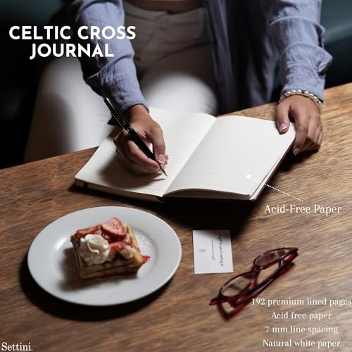 SETTINI® Vegan Leather Journal Gift Set with Pen 192 Pages, Celtic Cross - color: Celtic Cross