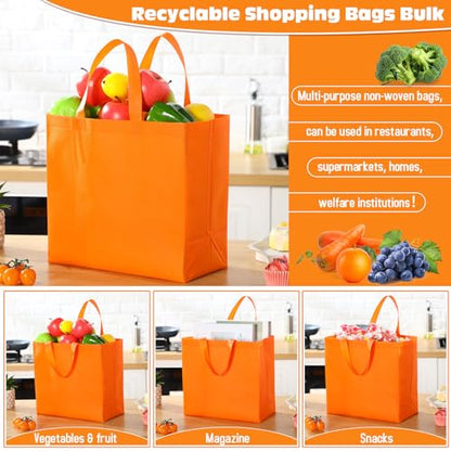 Windyun Reusable Grocery Bags Non Woven with Handles - color: Orange