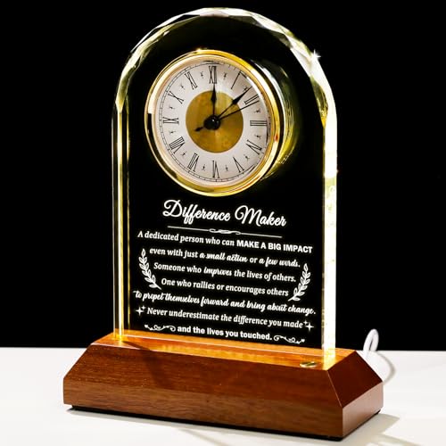 Arikyrist Difference Maker Glass Clock Thank You Gifts for Women Men - color: Difference Maker