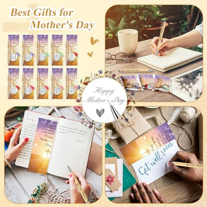 Dispowreath 20 Set Church Gifts Bulk for Women Christian Pens God Bless Mothers Pens 10 Style Religious Bible Verse Keychains with Tassel Inspirational Acrylic Key chain with Cards for Mom Sunday