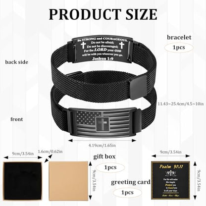 Cross Bracelet for Men, Clasp Religious Bracelet with Engraved Cross Charm, Inspirational Christian Gifts for Men, Bible Verse Bracelets, Adjustable Wristband for Daily Wear,Jesus Bracelets,Daily Bible Verse Bracelet