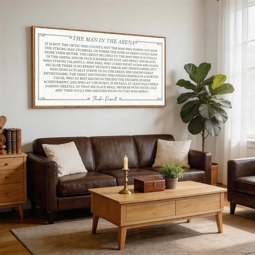 Aurlan The Man In The Arena Framed Canvas Wall Art 40x20 Inch - color: The Man In The Arena (White), size: 40"L x 20"W