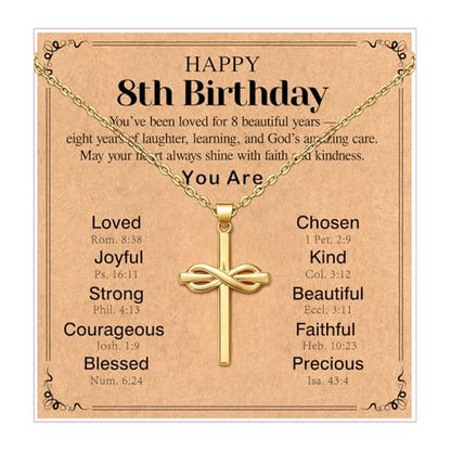 Happy 6-16th Birthday Gifts for Girls,Cross Necklace Decorations - style: Happy 8th Birthday