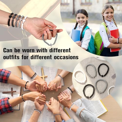 Landical 30/50/100 Cross Bracelets Bulk Jesus Women - color: Gradient Black
