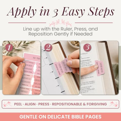 90 Christian Bible Tabs for Women & Teen Girls - Blush Pink - color: Blush Pink