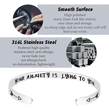 Fesciory Inspirational Bracelets for Women, Stainless Steel Cuff Bangle - color: Silver-24