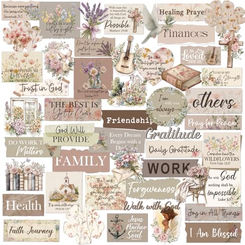 Prayer Board Supplies Kit - 50 Pcs Christian Jesus Bible Stickers - color: Flower