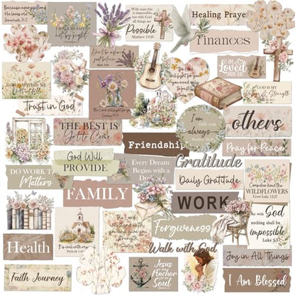 Prayer Board Supplies Kit - 50 Pcs Christian Jesus Bible Stickers - color: Flower