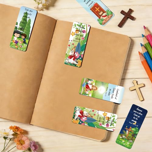 30 Pcs Spanish Christian Magnetic Bookmarks, Religious Bible Verse Magnetic Bookmarks Bulk, Motivational Prayer Magnet Book Markers for Sun Day School Church Reading Bible Study Supplies - color: Spanish Christian