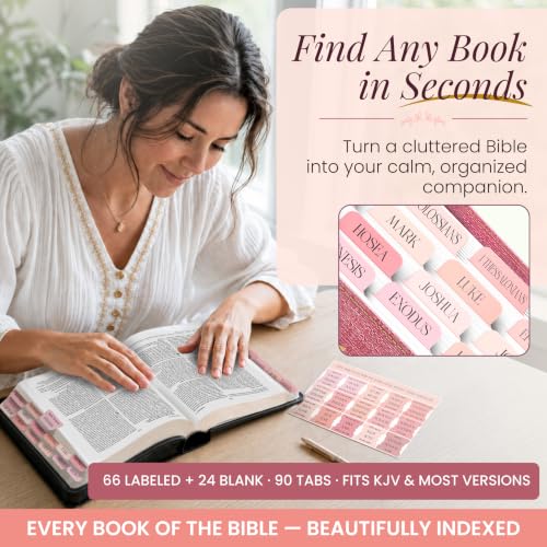 90 Christian Bible Tabs for Women & Teen Girls - Blush Pink - color: Blush Pink