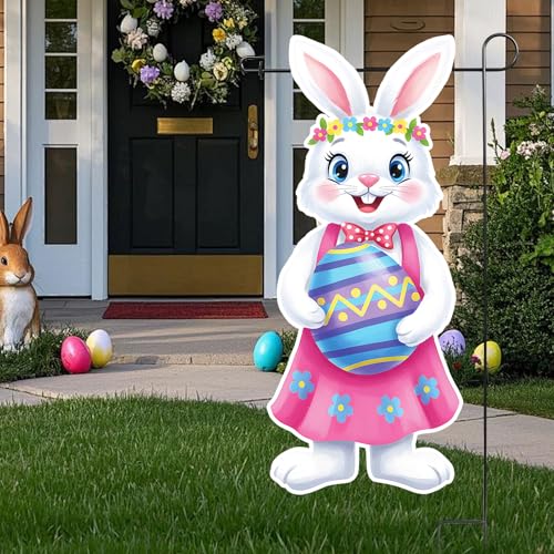 12 x 28 Inches Easter Bunny Garden Flag – Double-Sided Vertical Spring Yard Flag with Cute Bunny & Egg Design for Outdoor Garden, Porch, Lawn, and Easter Decorations