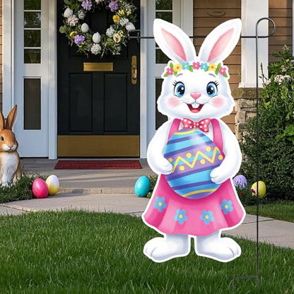 12 x 28 Inches Easter Bunny Garden Flag – Double-Sided Vertical Spring Yard Flag with Cute Bunny & Egg Design for Outdoor Garden, Porch, Lawn, and Easter Decorations