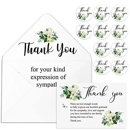 Marspark 25 Pack Funeral Thank You Cards Sympathy Envelopes, Lily - style: Lily